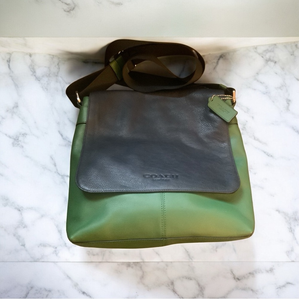 Coach Two-Tone Green and Black Leather Bag